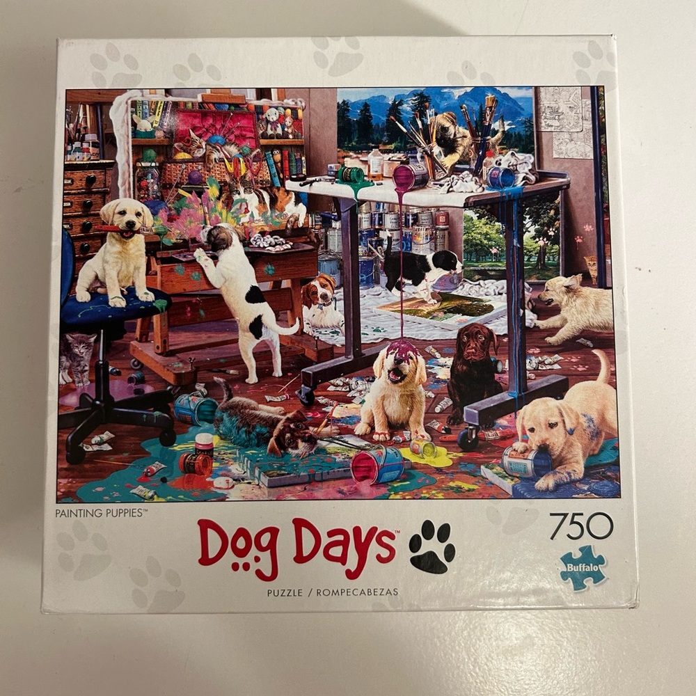 Like New 750 Piece Jigsaw Puzzle “Painting Puppies” by Buffalo
